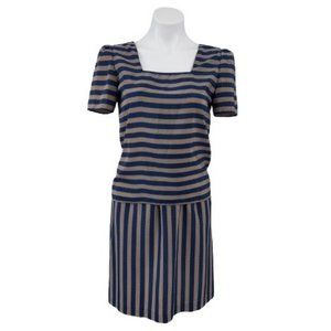 Vintage 1980s Sasson Striped, Striped Boxey Top and Skirt Set